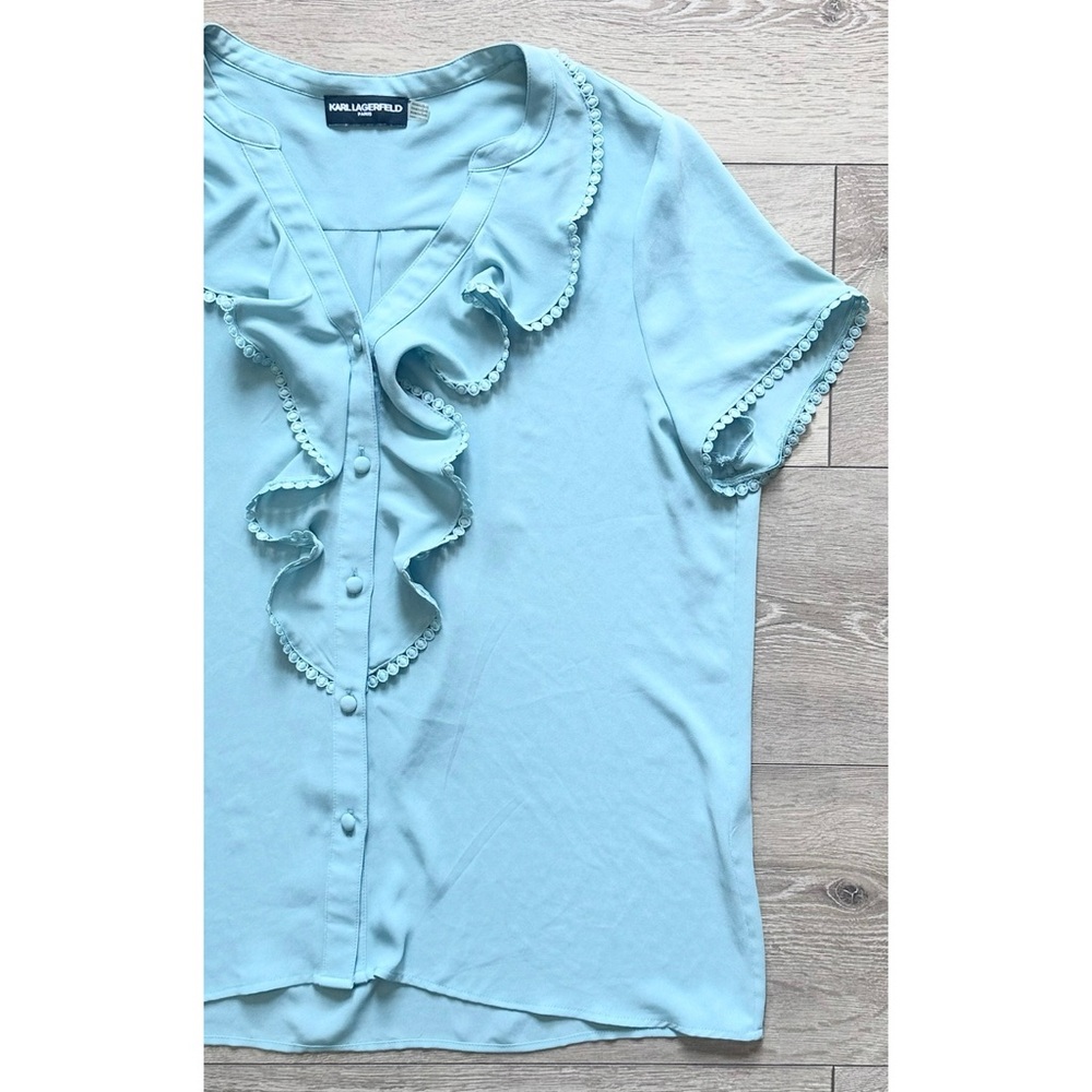 Karl Lagerfeld Ruffled Button Up Top *No Size Tag*